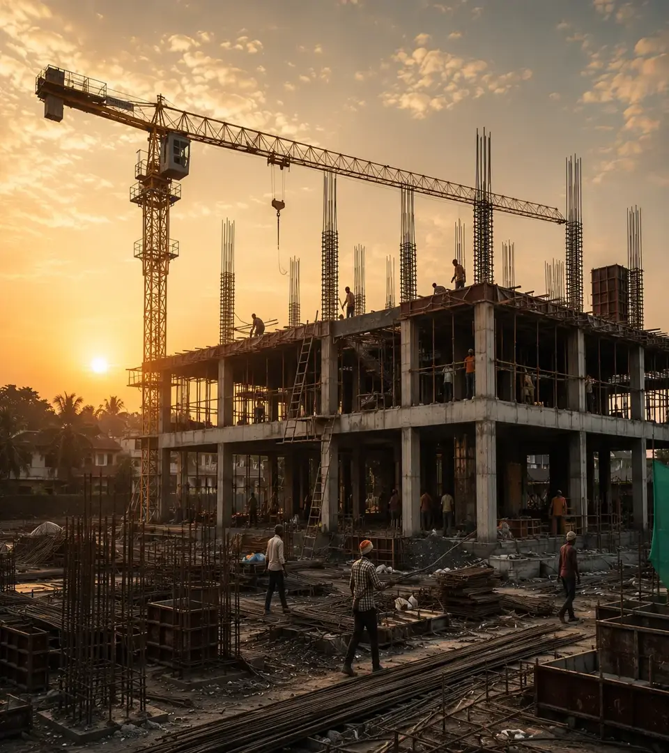 Ongoing construction project in Kerala by LAKSHYA Constructions & Interiors